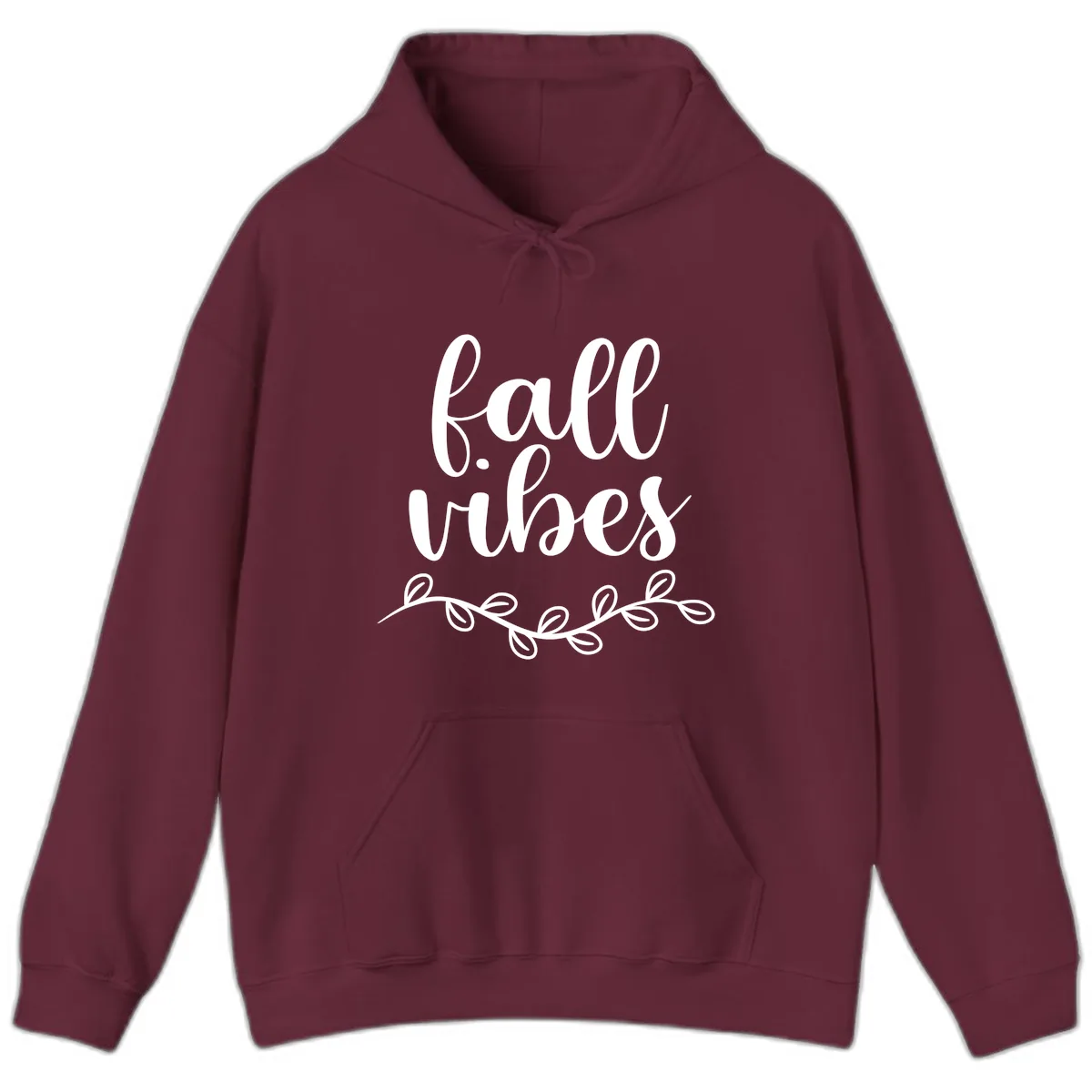 Fall Vibes Script Typography Design Hoodie in Maroon