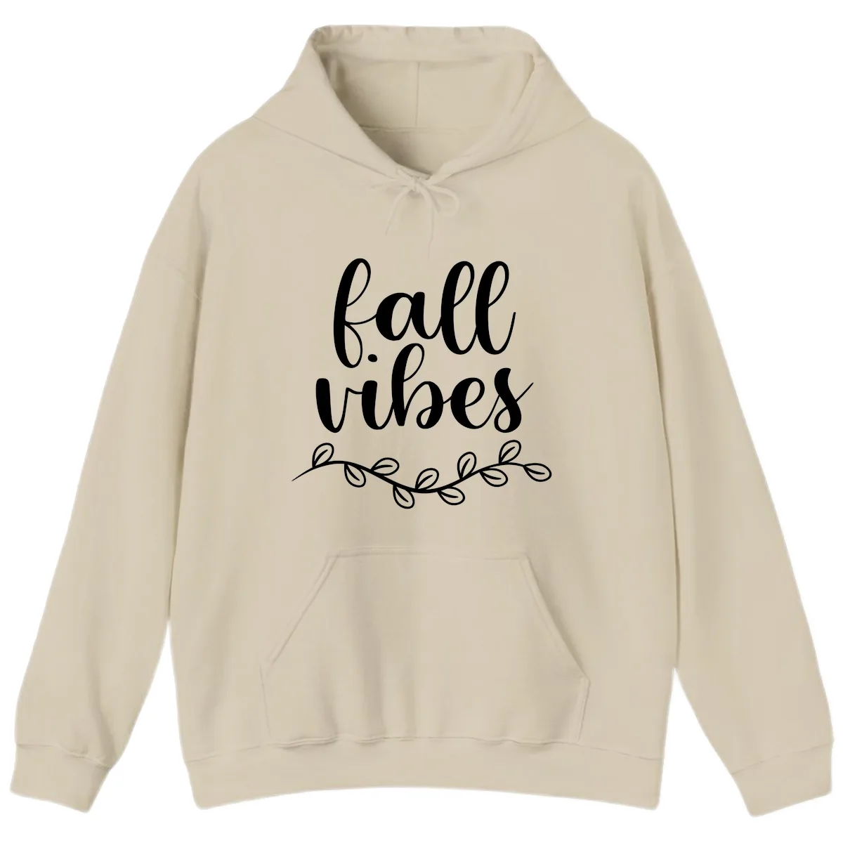 Fall Vibes Script Typography Design Hoodie in Sand