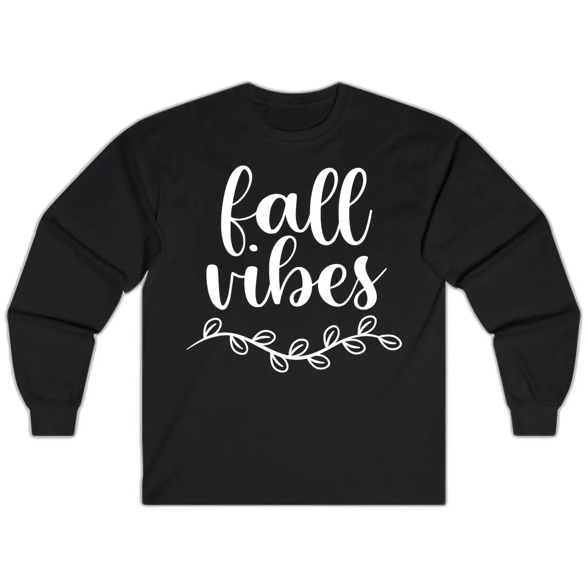 Fall Vibes Script Typography Design Long Sleeve in Black