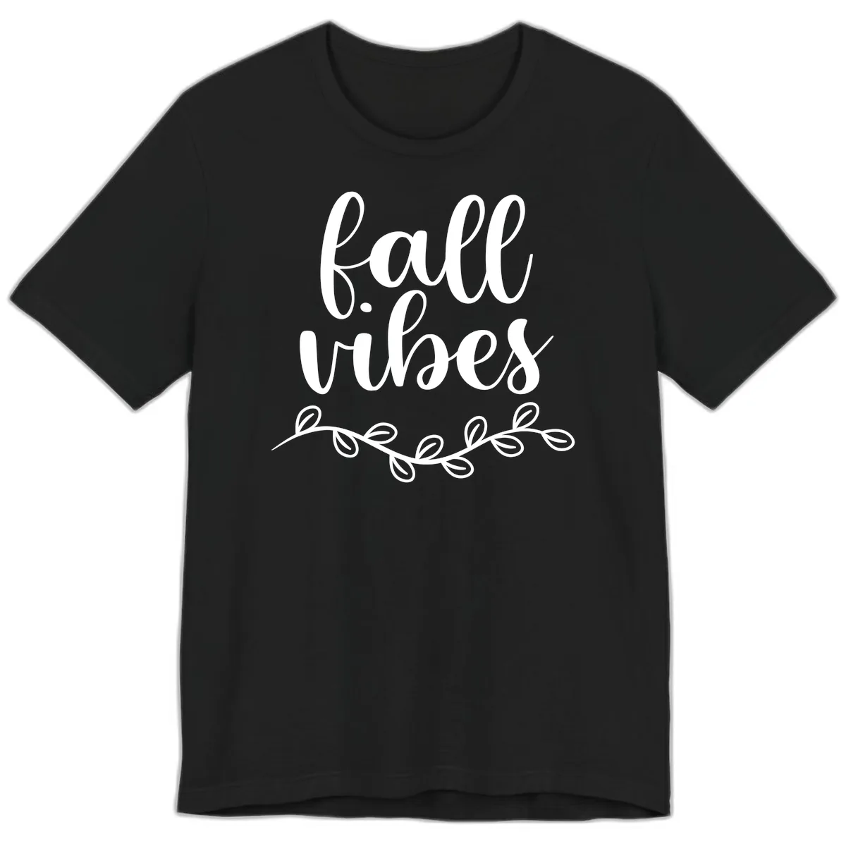 Fall Vibes Script Typography Design Premium T-Shirt in Black