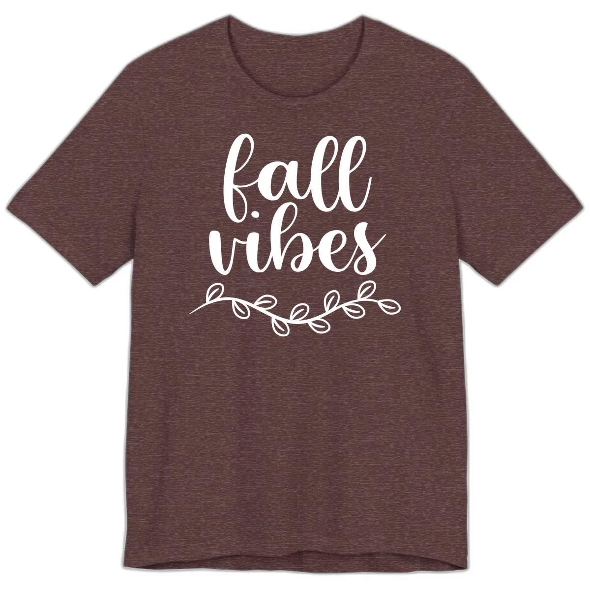 Fall Vibes Script Typography Design Premium T-Shirt in Heather Maroon