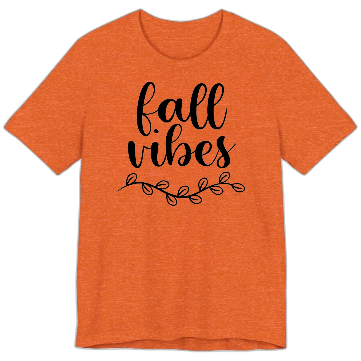 Fall Vibes Script Typography Design Premium T-Shirt in Heather Orange
