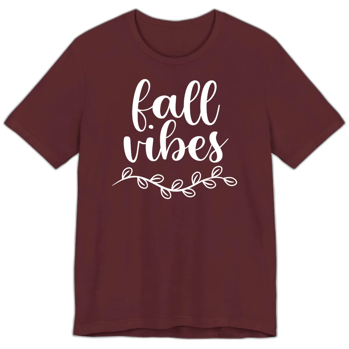 Fall Vibes Script Typography Design Premium T-Shirt in Maroon
