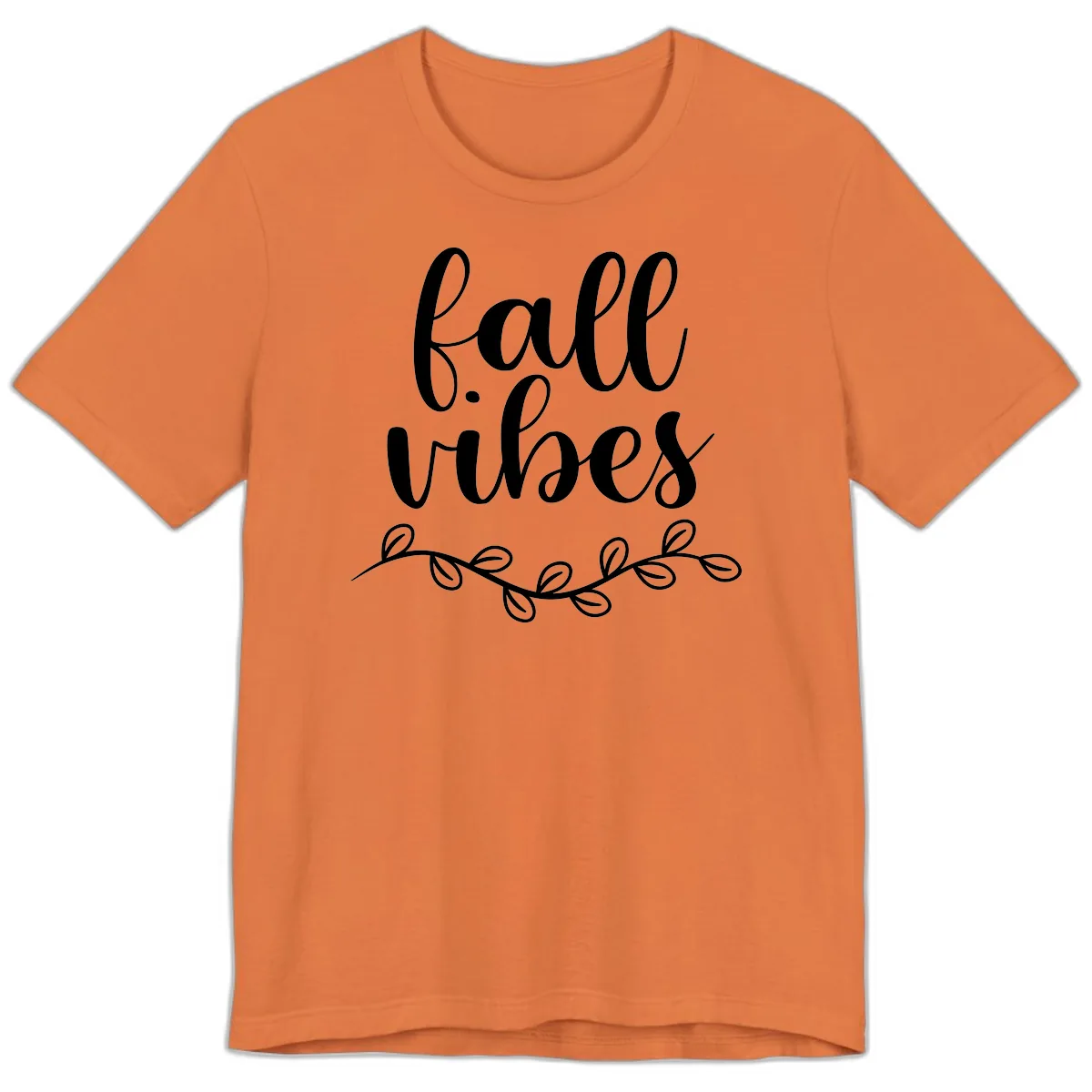 Fall Vibes Script Typography Design Premium T-Shirt in Burnt Orange