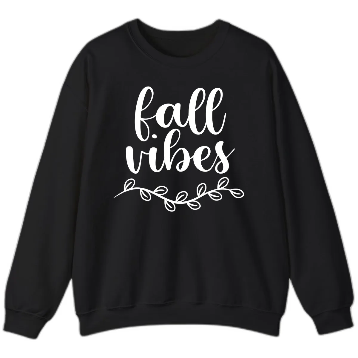 Fall Vibes Script Typography Design Sweatshirt in Black