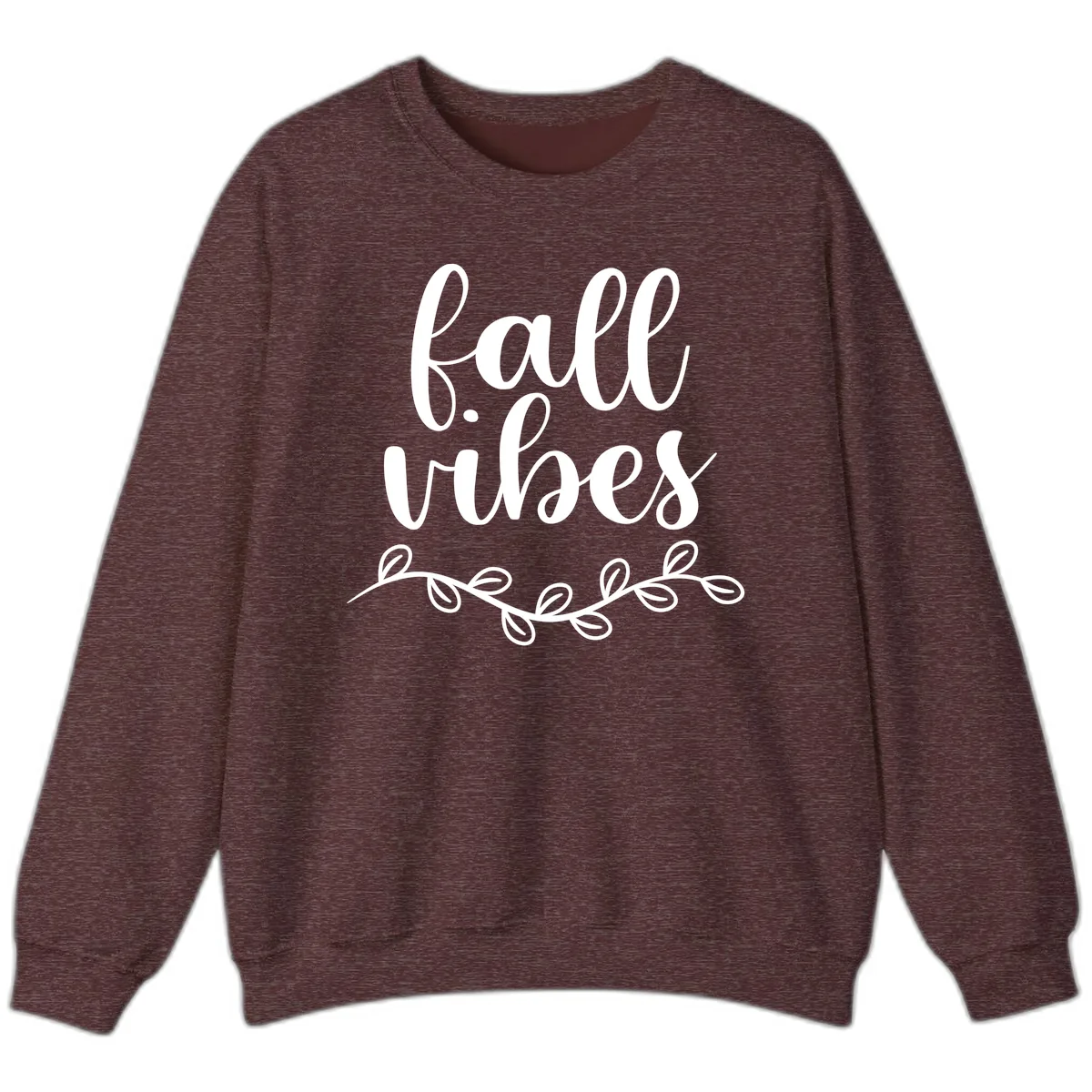 Fall Vibes Script Typography Design Sweatshirt in Heather Sport Dark Maroon
