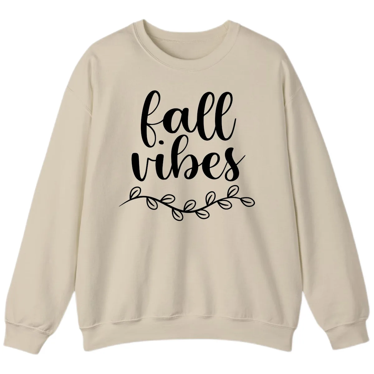 Fall Vibes Script Typography Design Sweatshirt in Sand