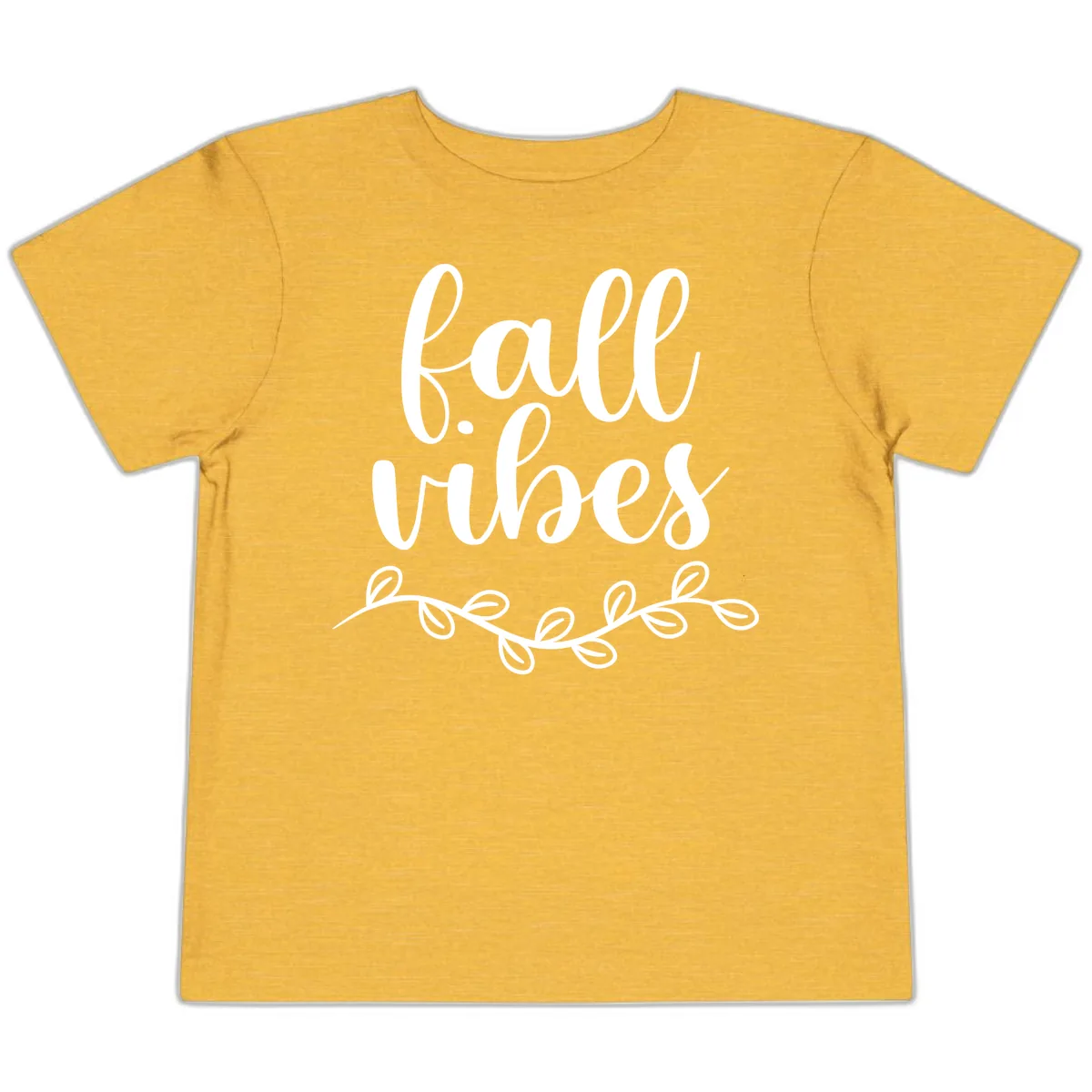 Fall Vibes Script Typography Design Toddler T-Shirt in Heather Yellow Gold