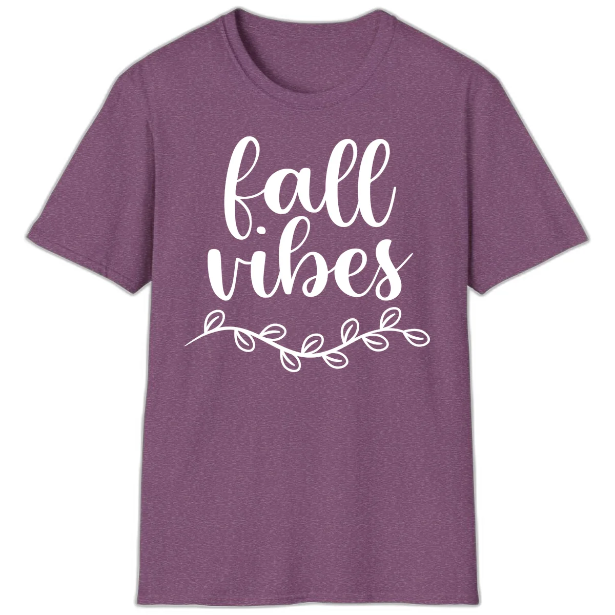 Fall Vibes Script Typography Design T-Shirt in Heather Maroon