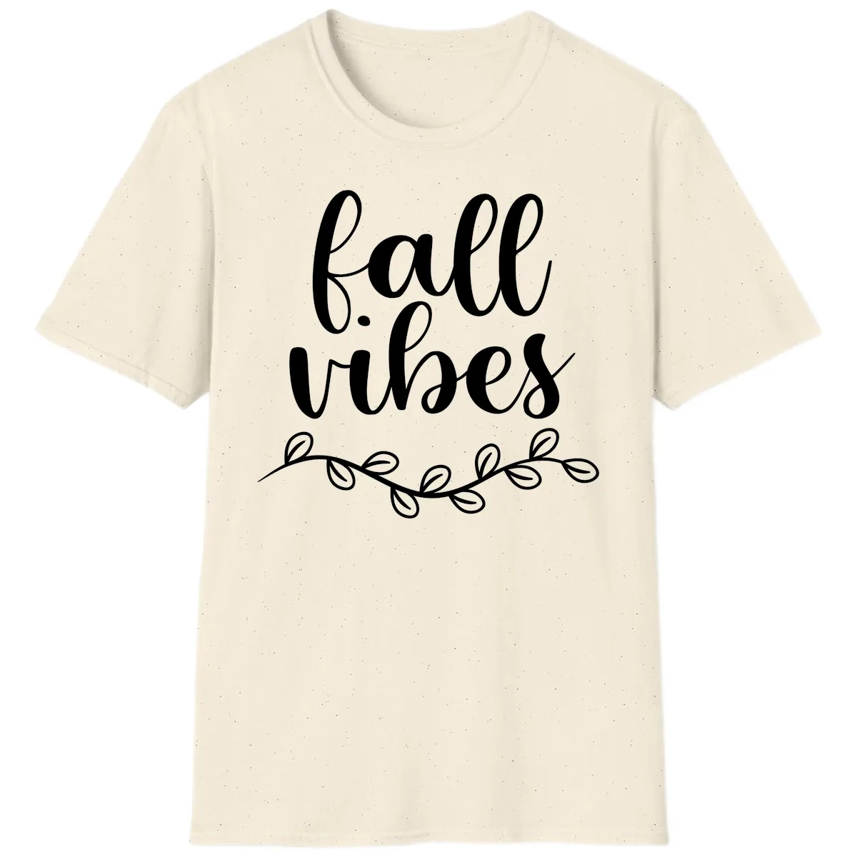 Fall Vibes Script Typography Design T-Shirt in Natural