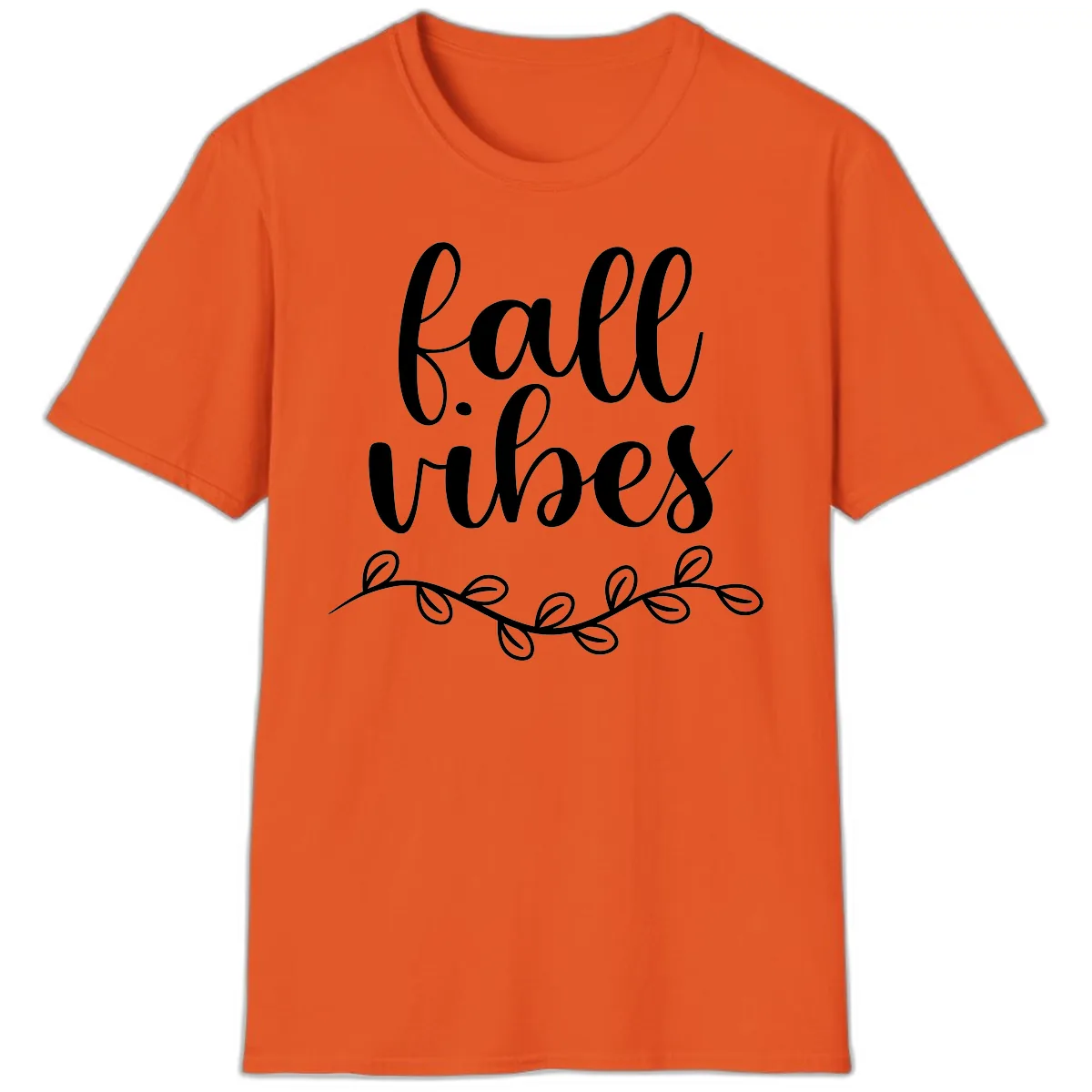 Fall Vibes Script Typography Design T-Shirt in Orange