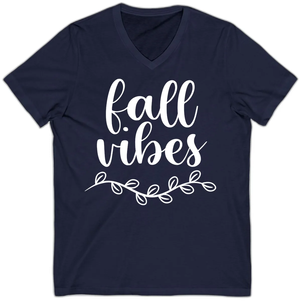 Fall Vibes Script Typography Design V-Neck in Navy