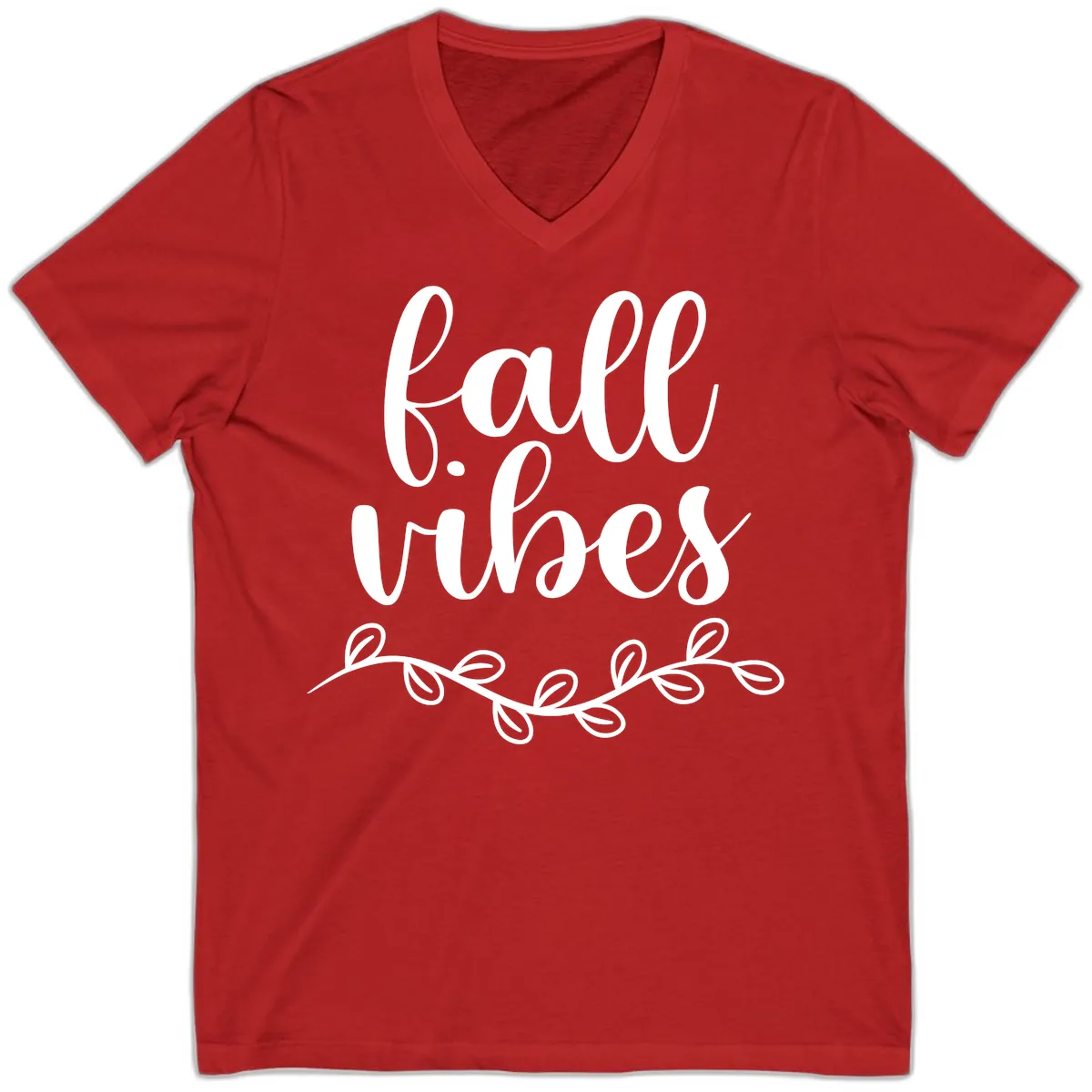 Fall Vibes Script Typography Design V-Neck in Red