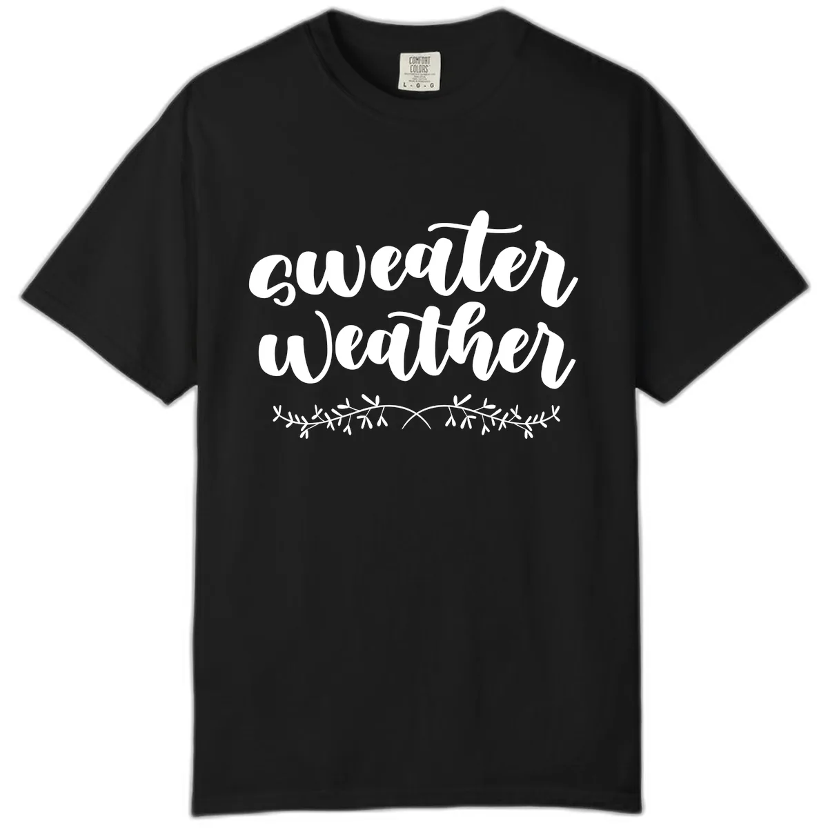 Sweater Weather Script Design Comfort Color in Black