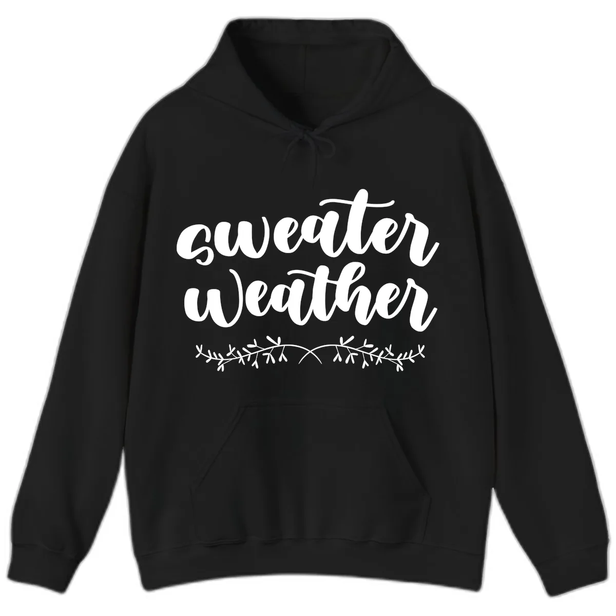 Sweater Weather Script Design Hoodie in Black