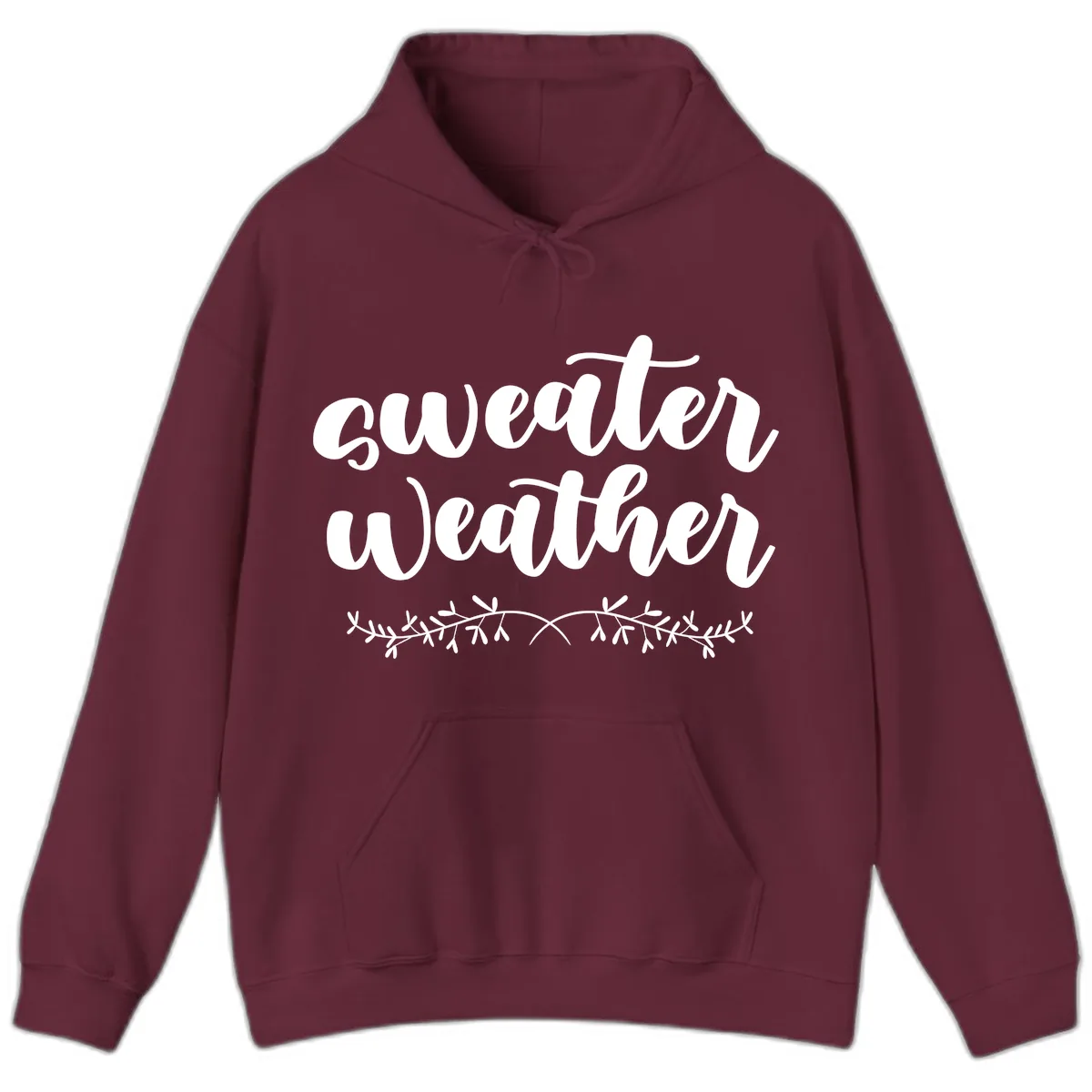 Sweater Weather Script Design Hoodie in Maroon
