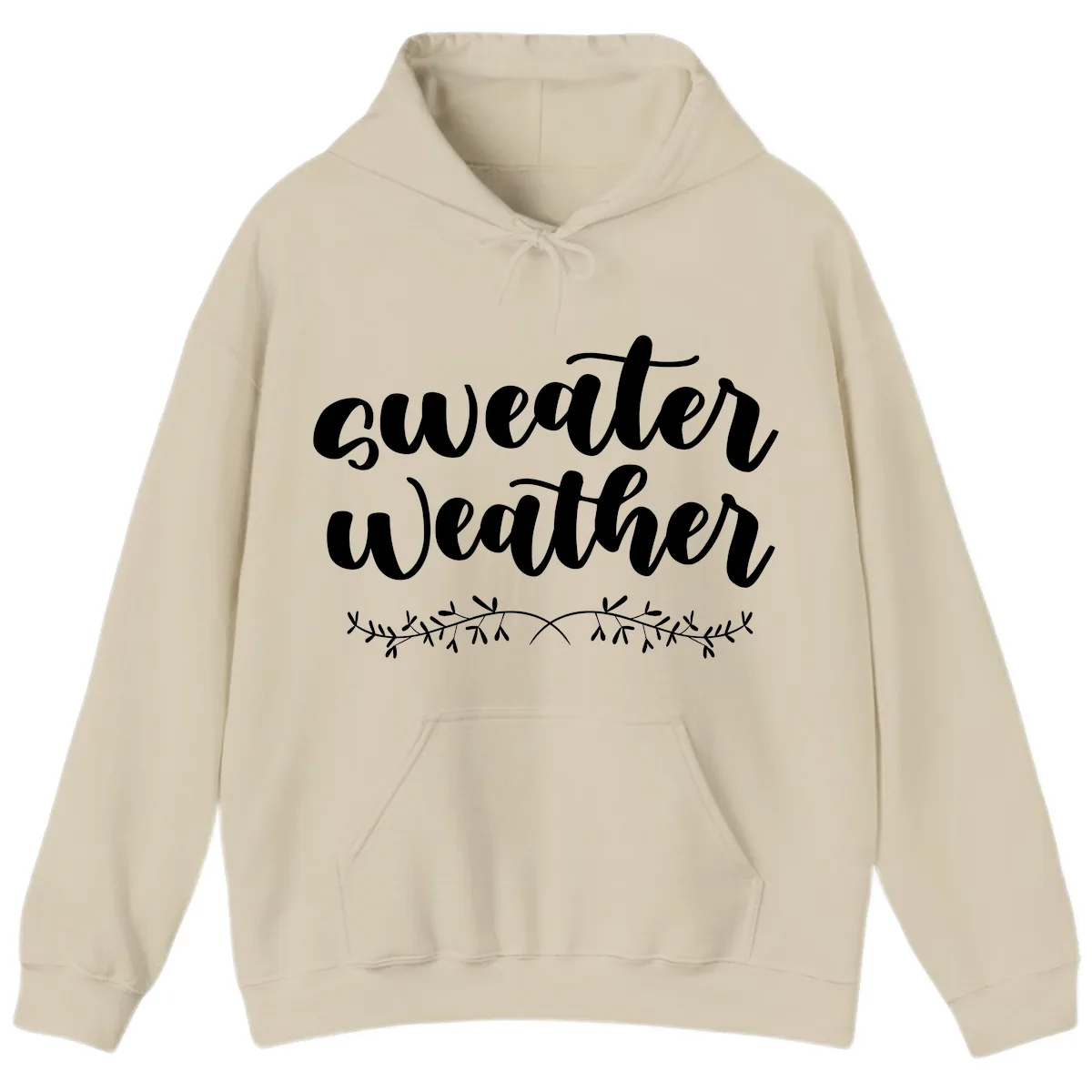 Sweater Weather Script Design Hoodie in Sand