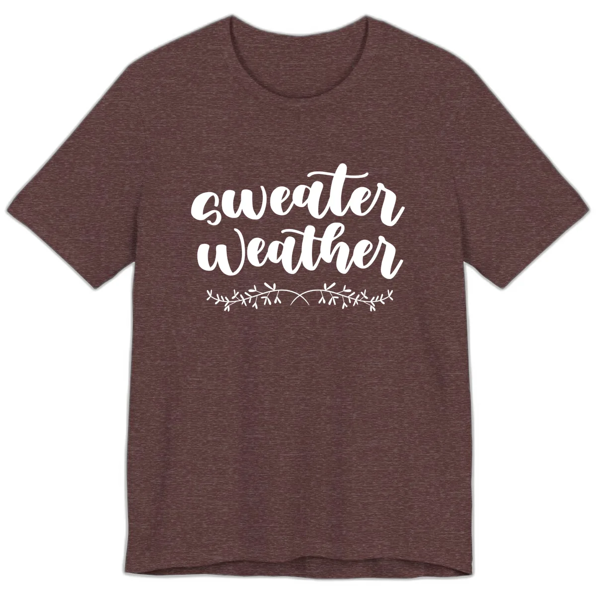Sweater Weather Script Design Premium T-Shirt in Heather Maroon