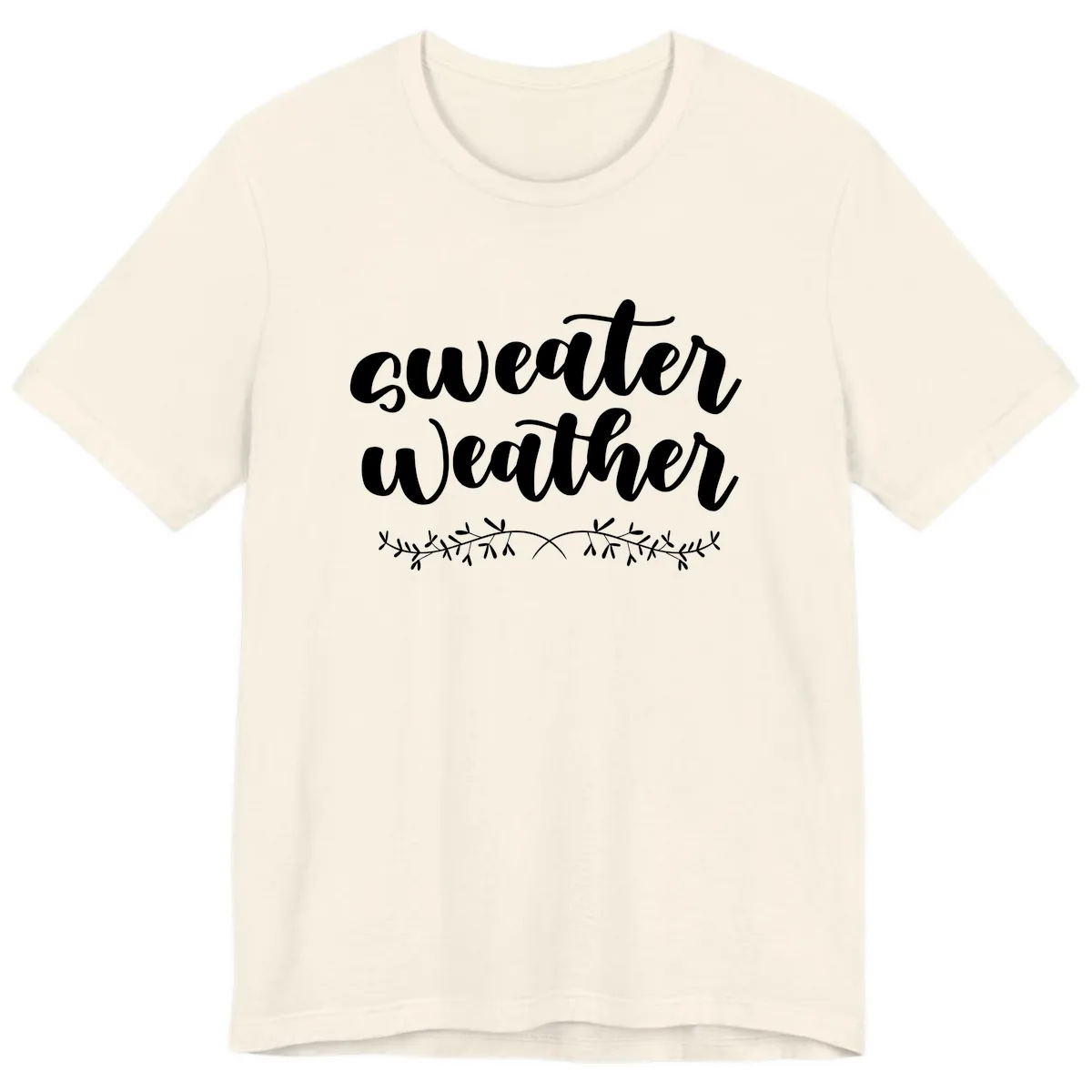 Sweater Weather Script Design Premium T-Shirt in Natural