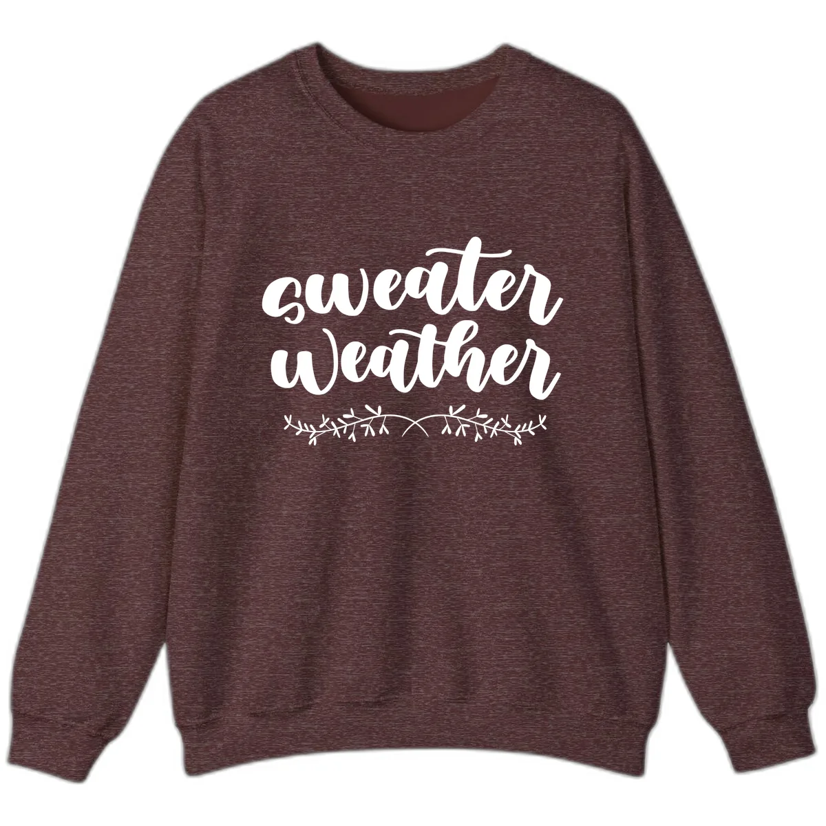 Sweater Weather Script Design Sweatshirt in Heather Sport Dark Maroon