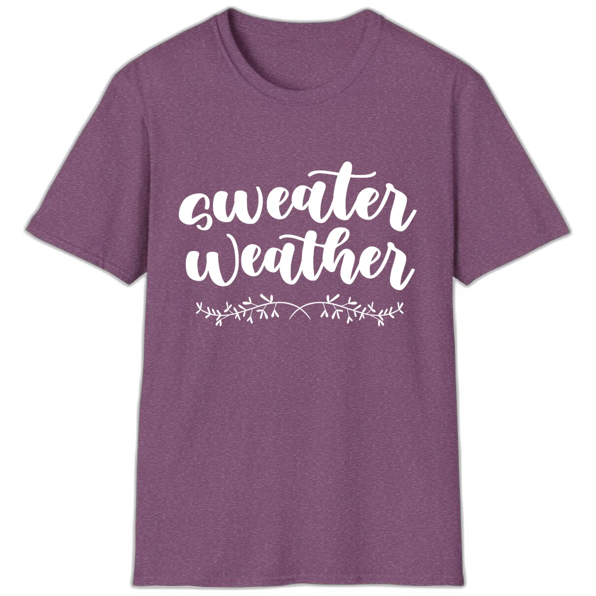 Sweater Weather Script Design T-Shirt in Heather Maroon