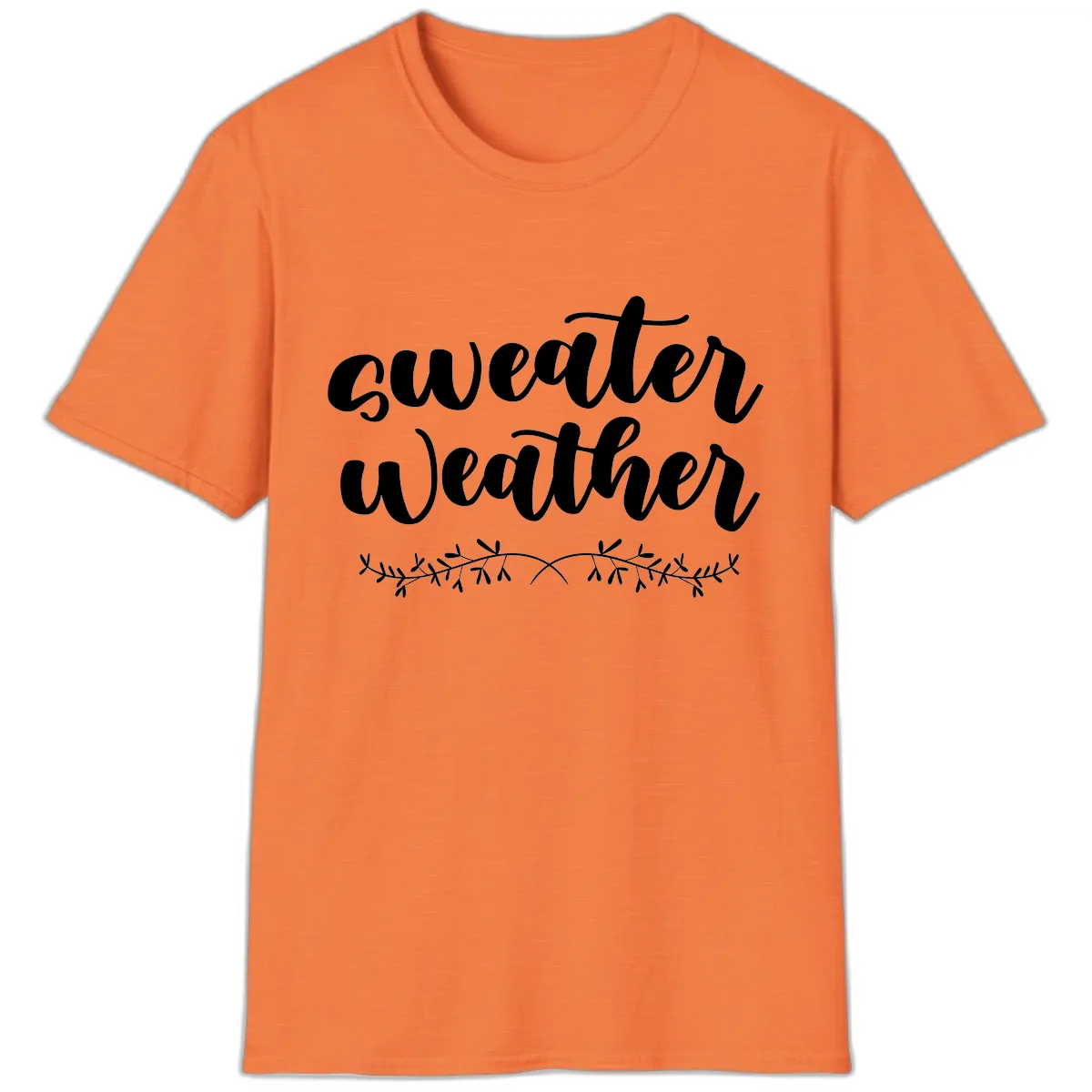 Sweater Weather Script Design T-Shirt in Heather Orange