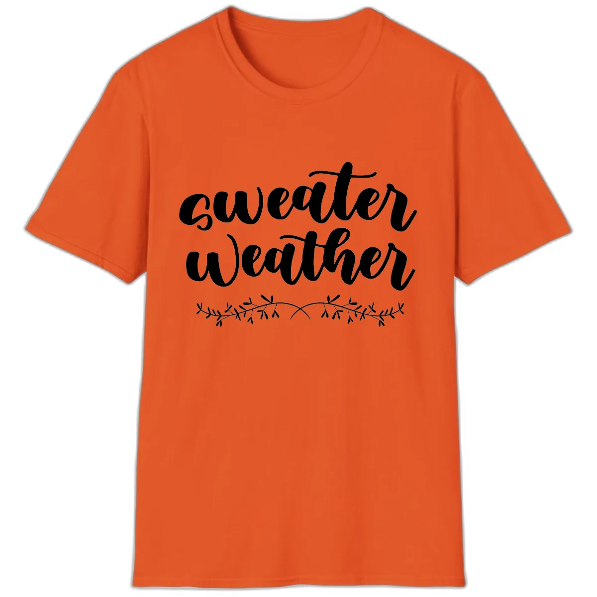 Sweater Weather Script Design T-Shirt in Orange