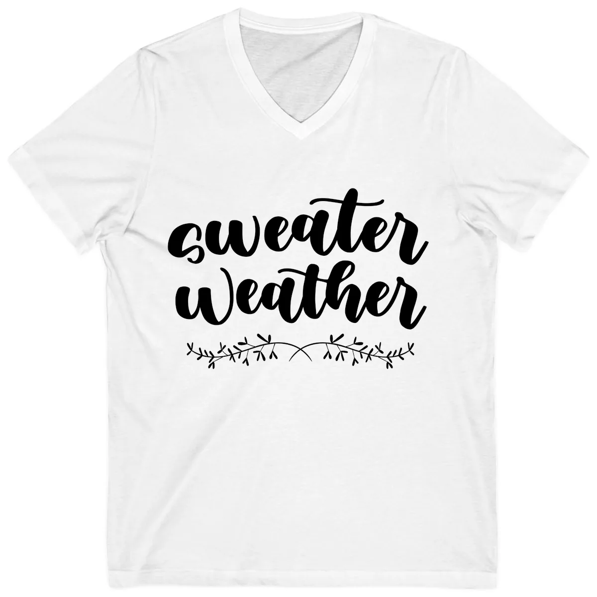 Sweater Weather Script Design V-Neck in White