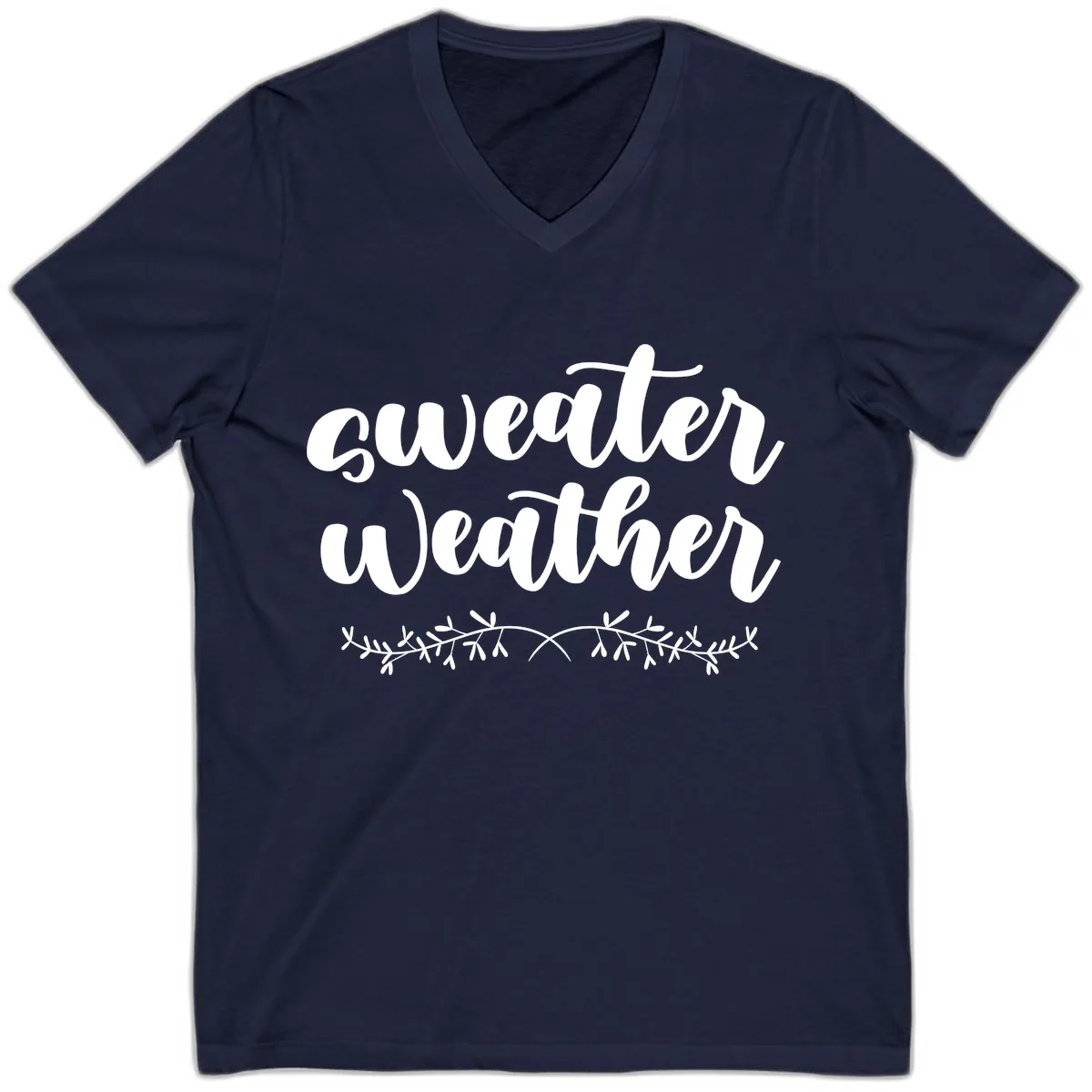 Sweater Weather Script Design V-Neck in Navy