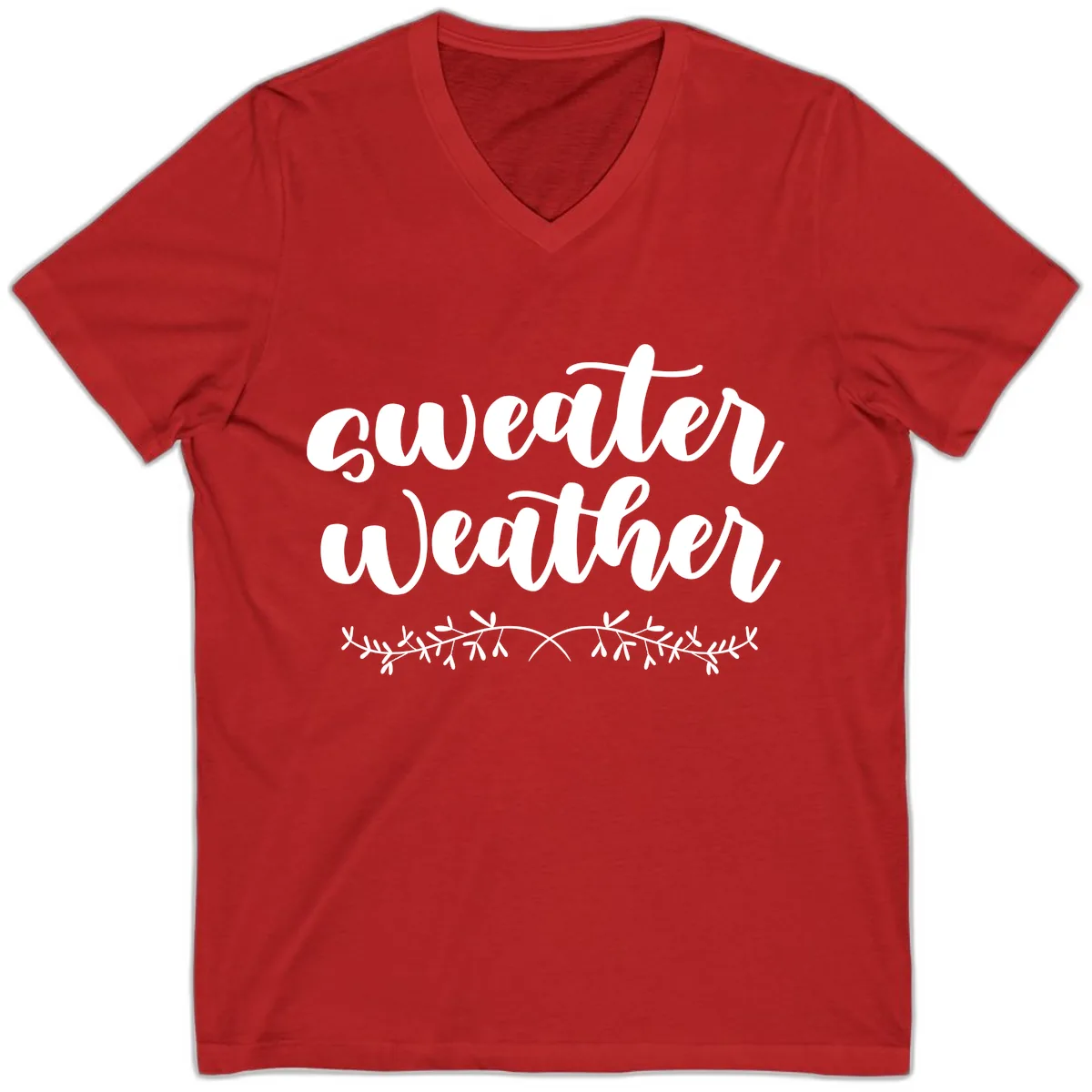 Sweater Weather Script Design V-Neck in Red