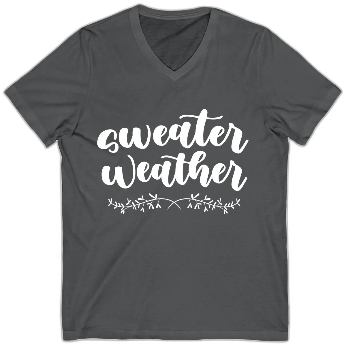 Sweater Weather Script Design V-Neck in Asphalt