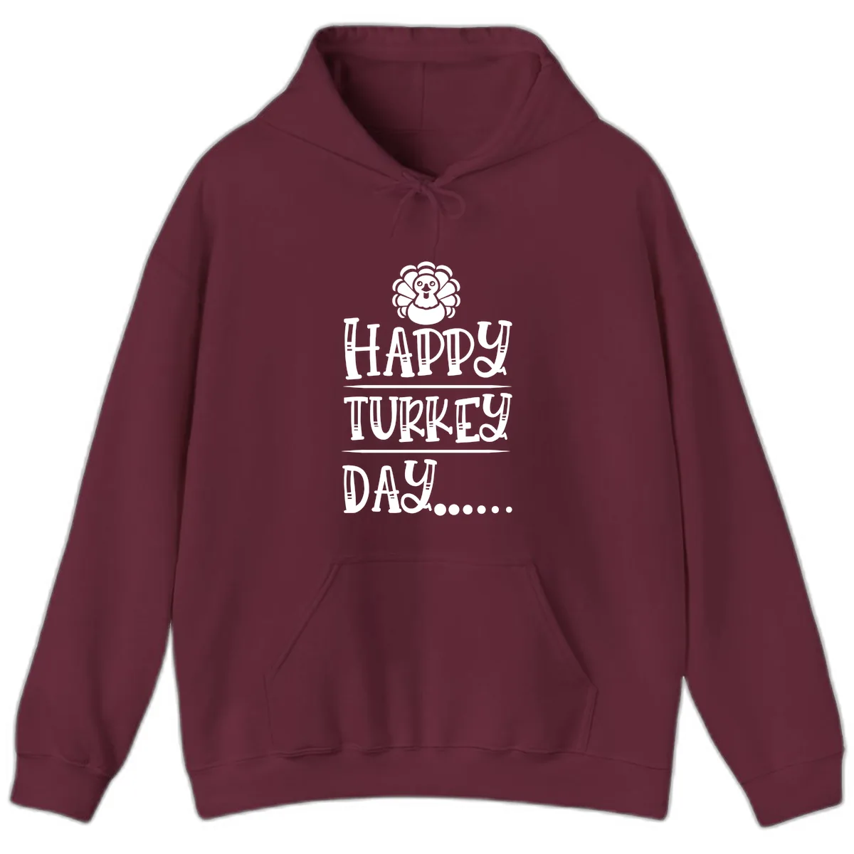 Happy Turkey Day Hoodie in Maroon