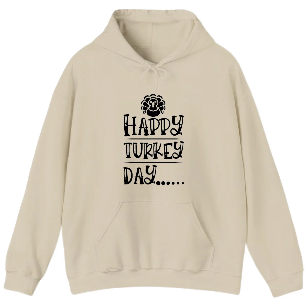 Happy Turkey Day Hoodie in Sand