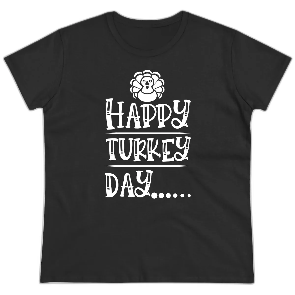 Happy Turkey Day Ladies Tee in Black