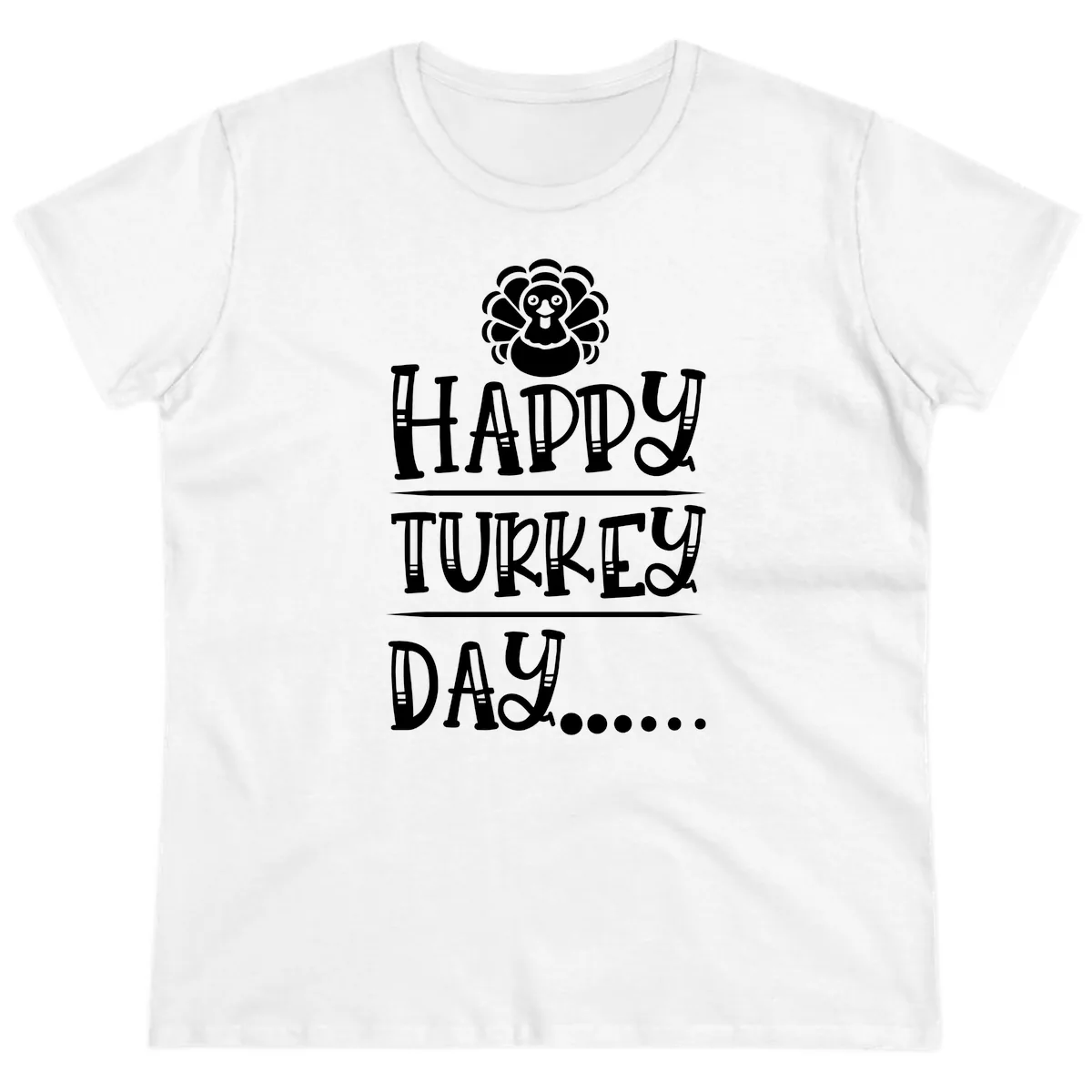 Happy Turkey Day Ladies Tee in White