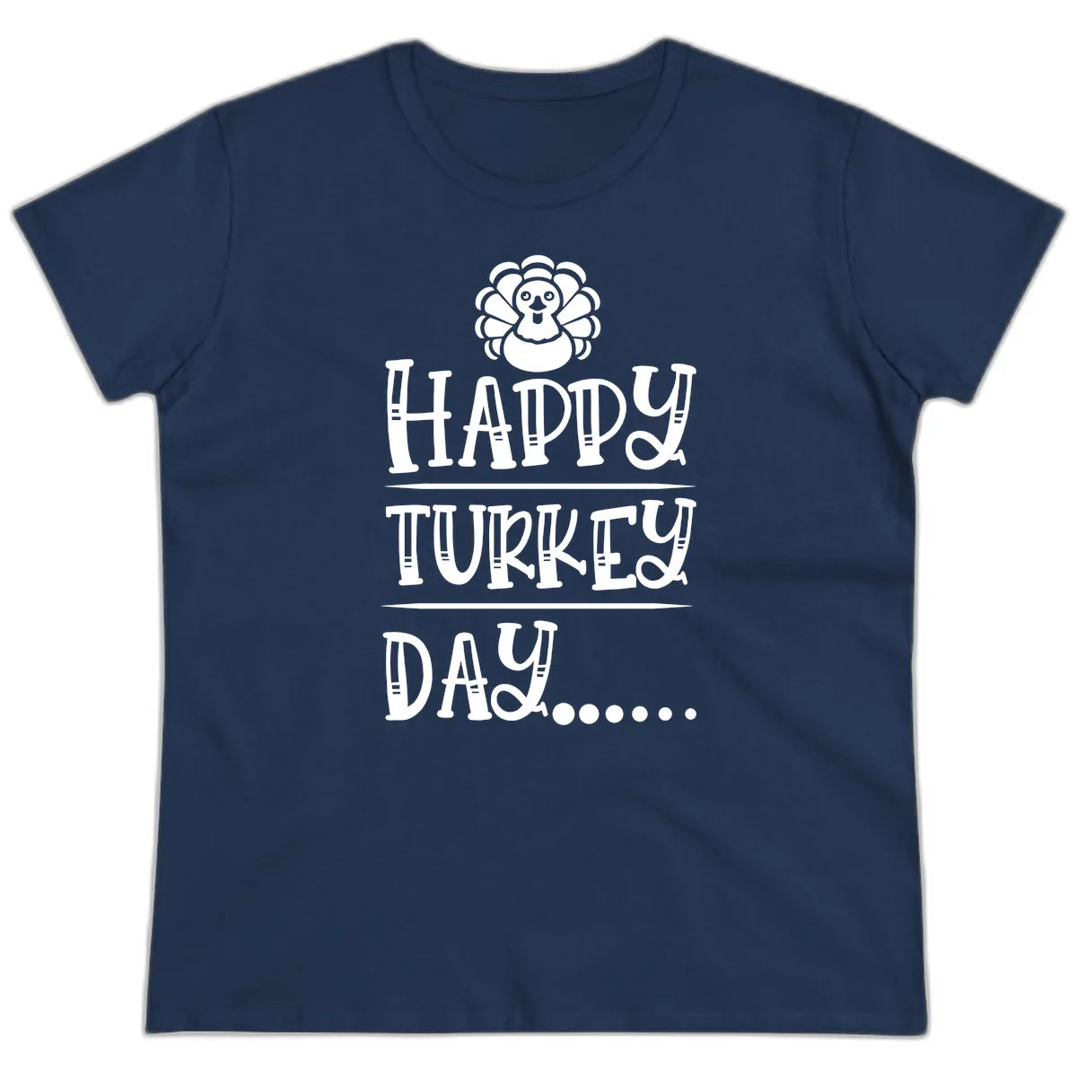 Happy Turkey Day Ladies Tee in Navy