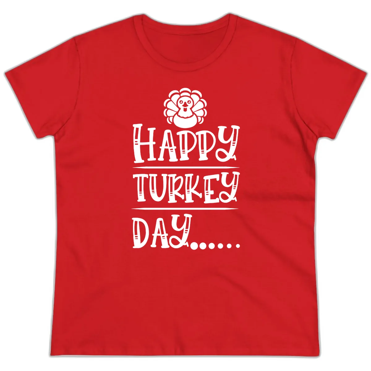 Happy Turkey Day Ladies Tee in Red