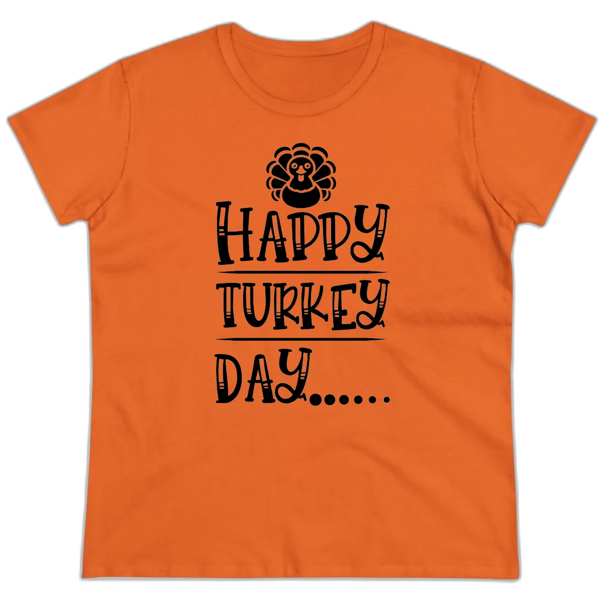 Happy Turkey Day Ladies Tee in Orange