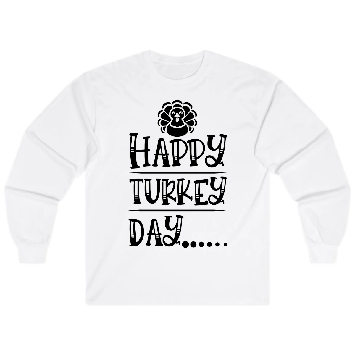 Happy Turkey Day Long Sleeve in White