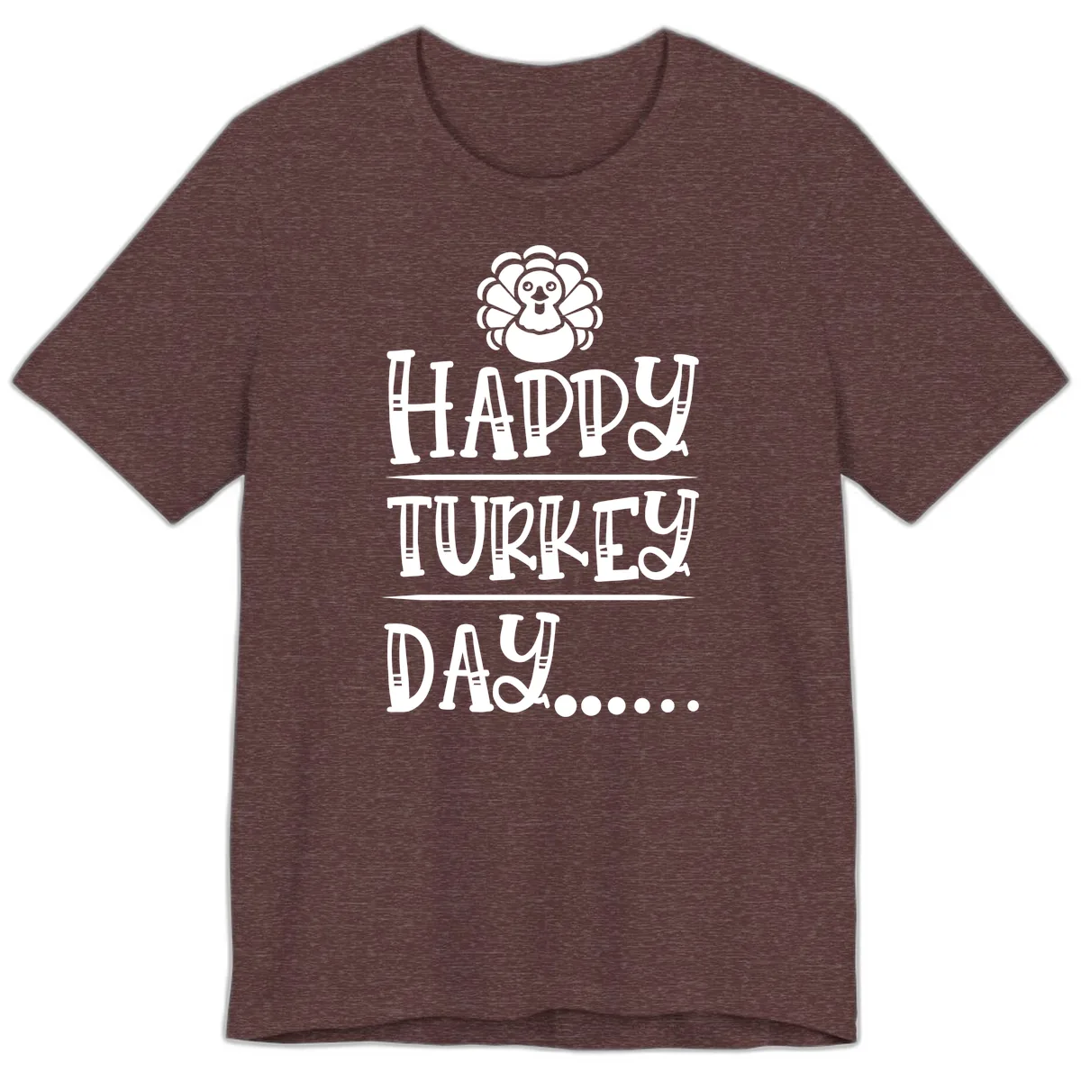 Happy Turkey Day Premium T-Shirt in Heather Maroon