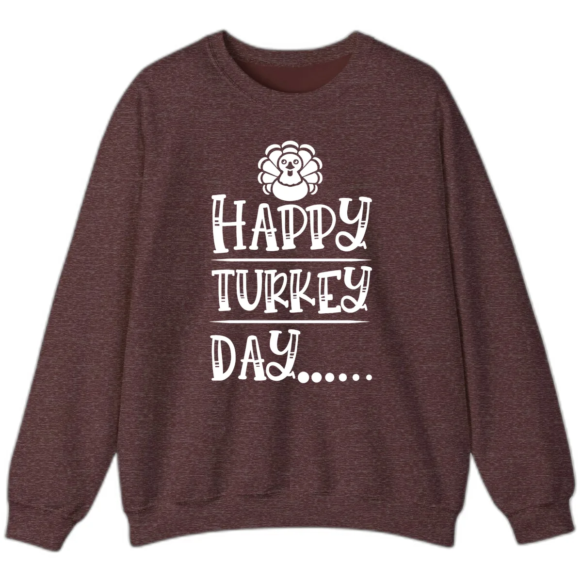 Happy Turkey Day Sweatshirt in Heather Sport Dark Maroon