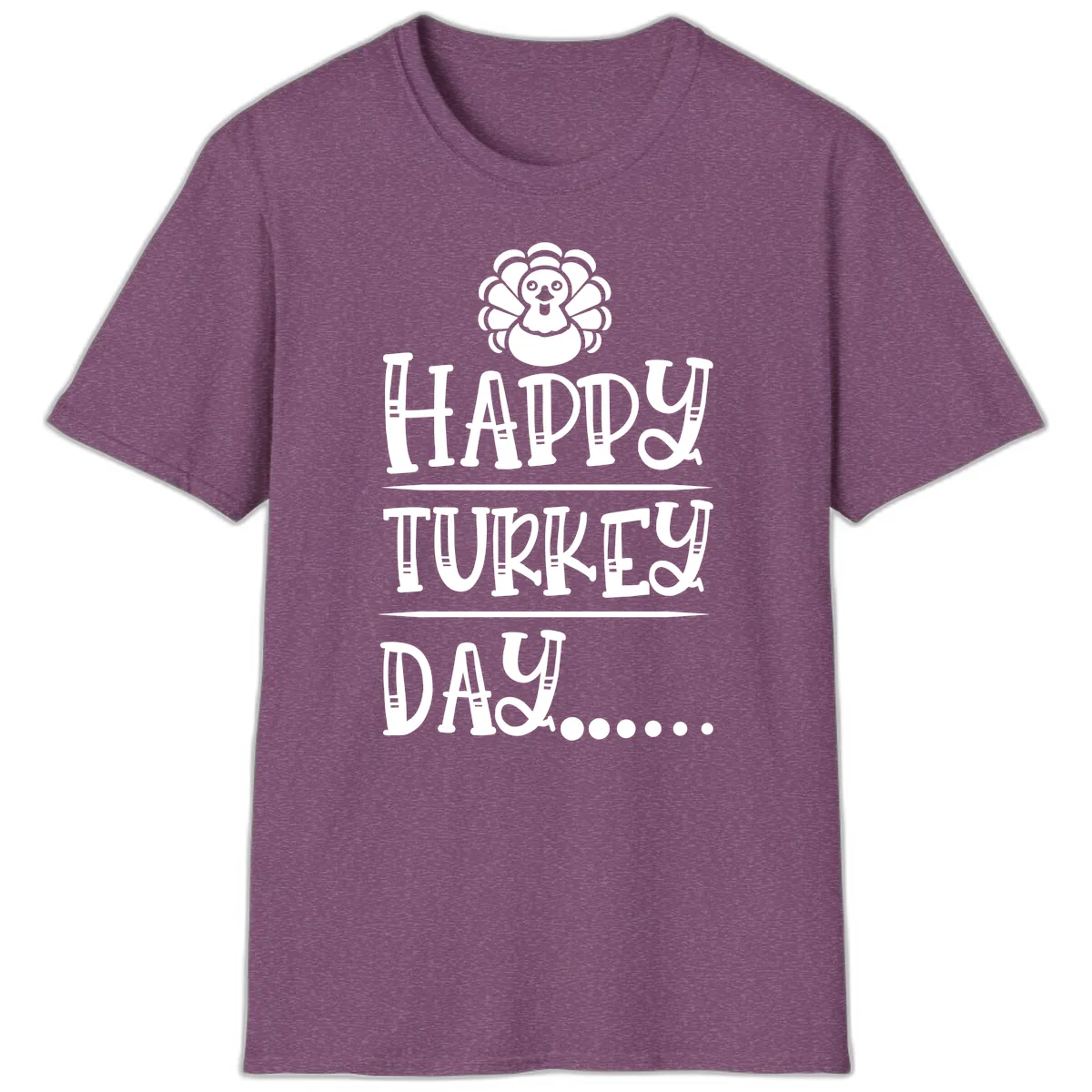 Happy Turkey Day T-Shirt in Heather Maroon