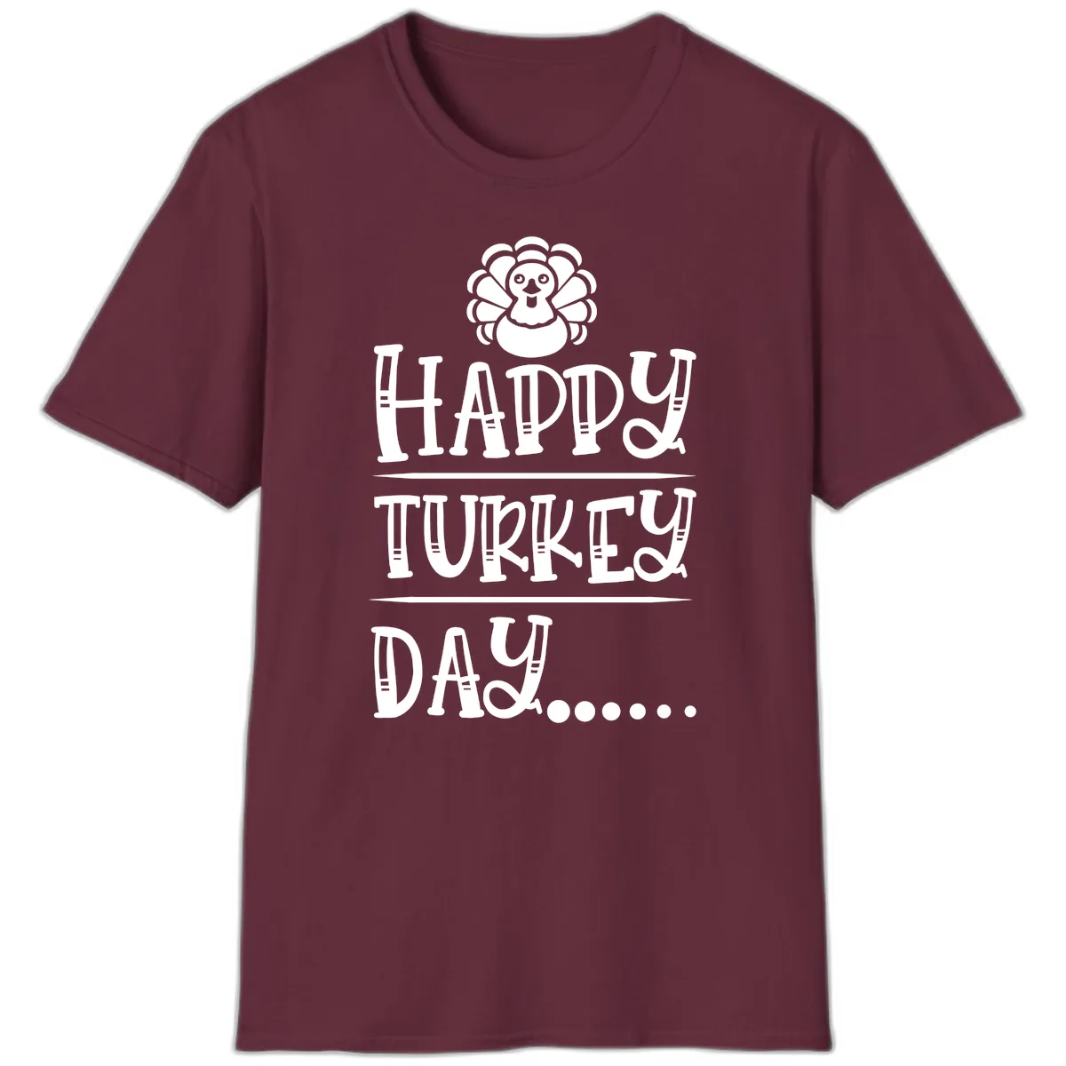 Happy Turkey Day T-Shirt in Maroon