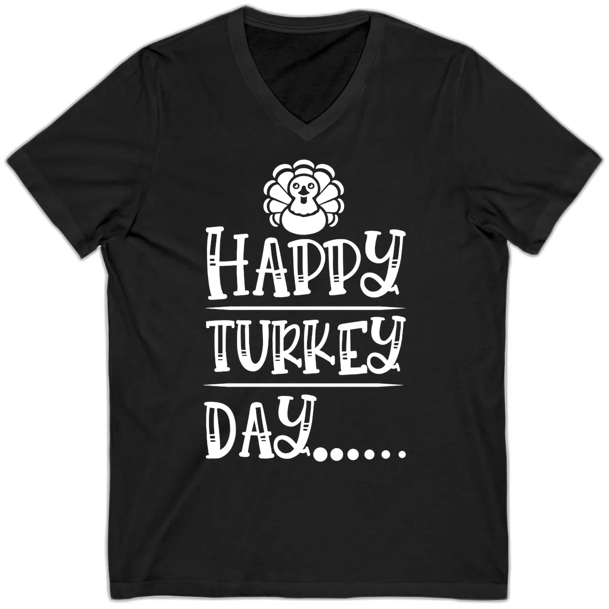 Happy Turkey Day V-Neck in Black