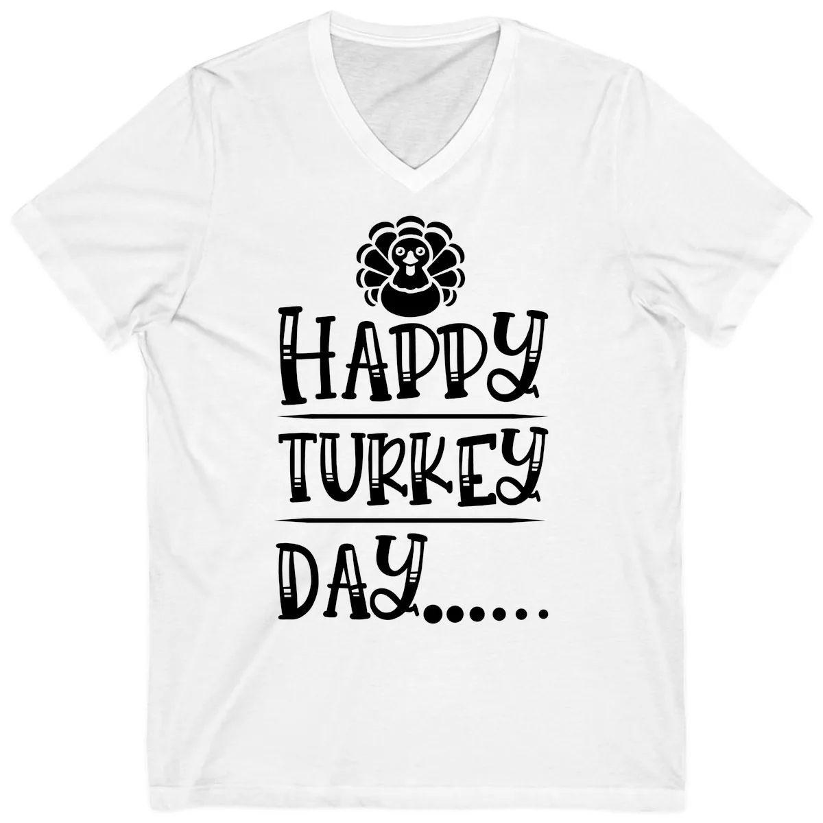 Happy Turkey Day V-Neck in White