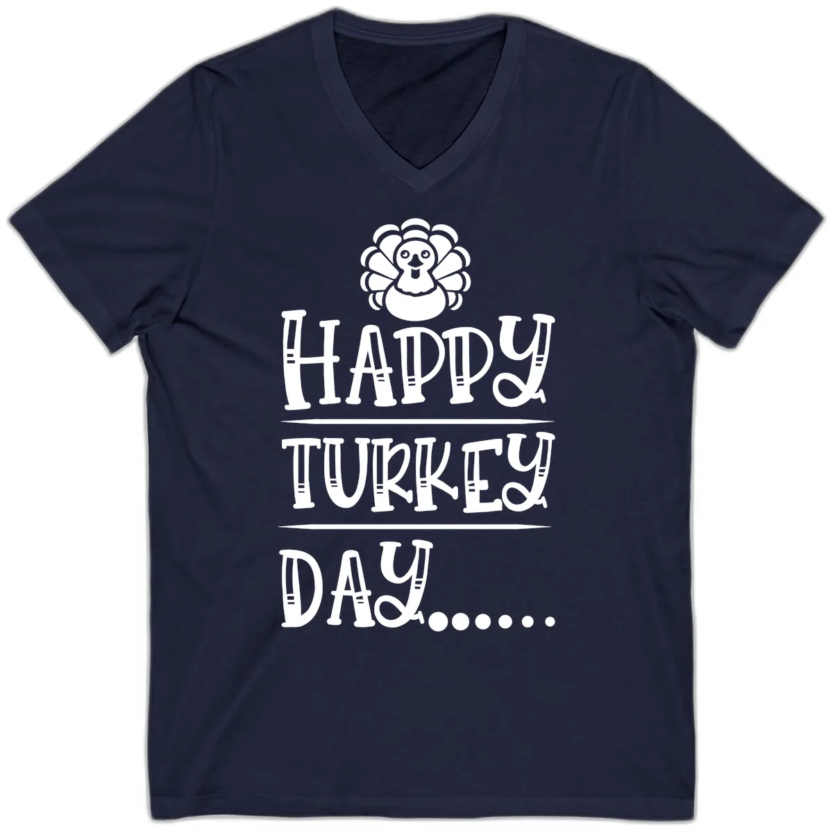 Happy Turkey Day V-Neck in Navy