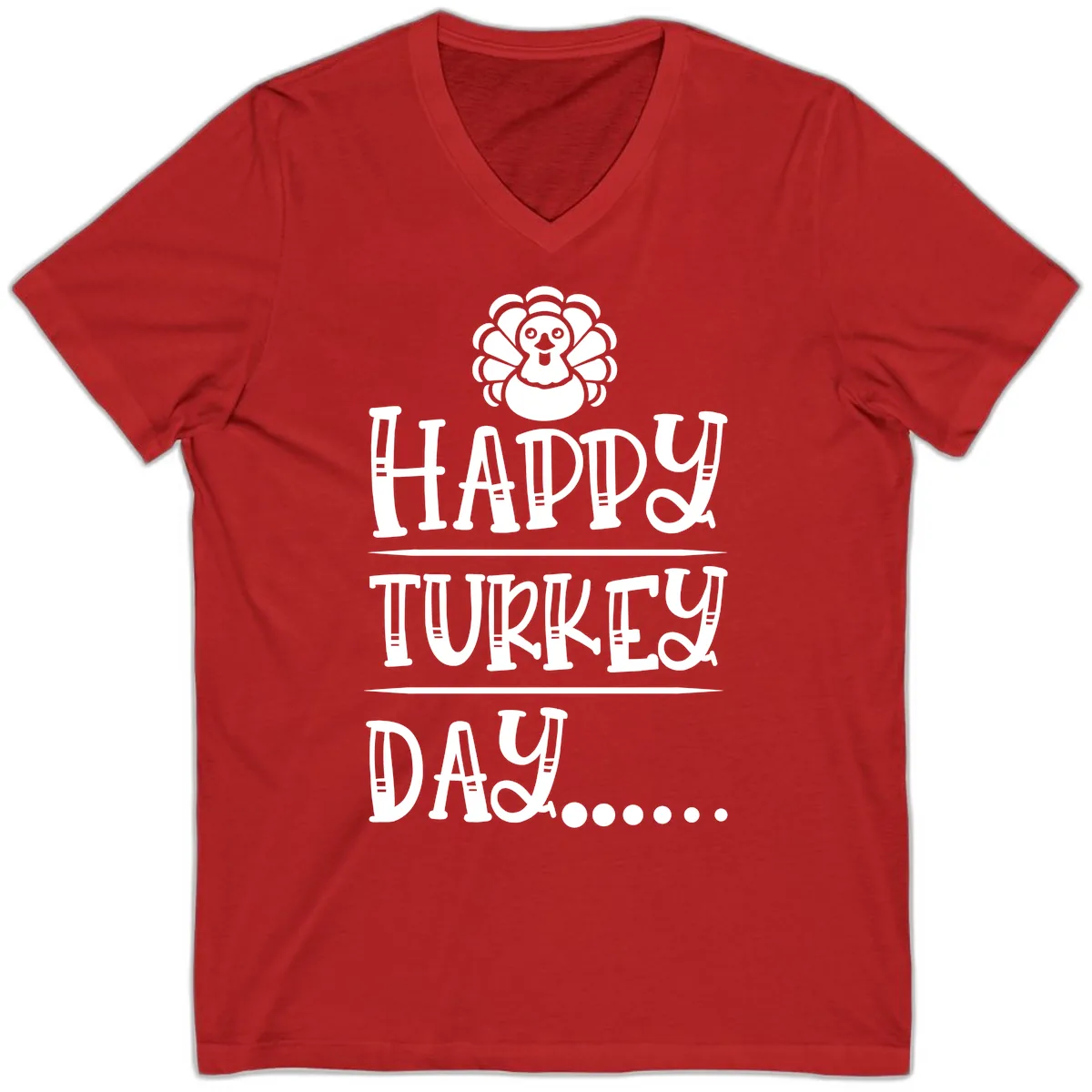 Happy Turkey Day V-Neck in Red