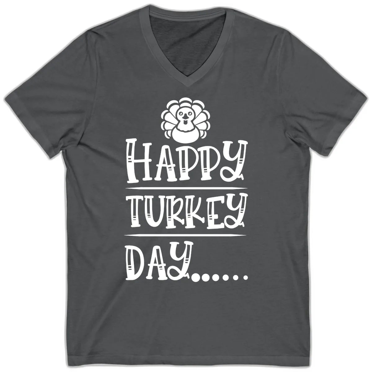 Happy Turkey Day V-Neck in Asphalt