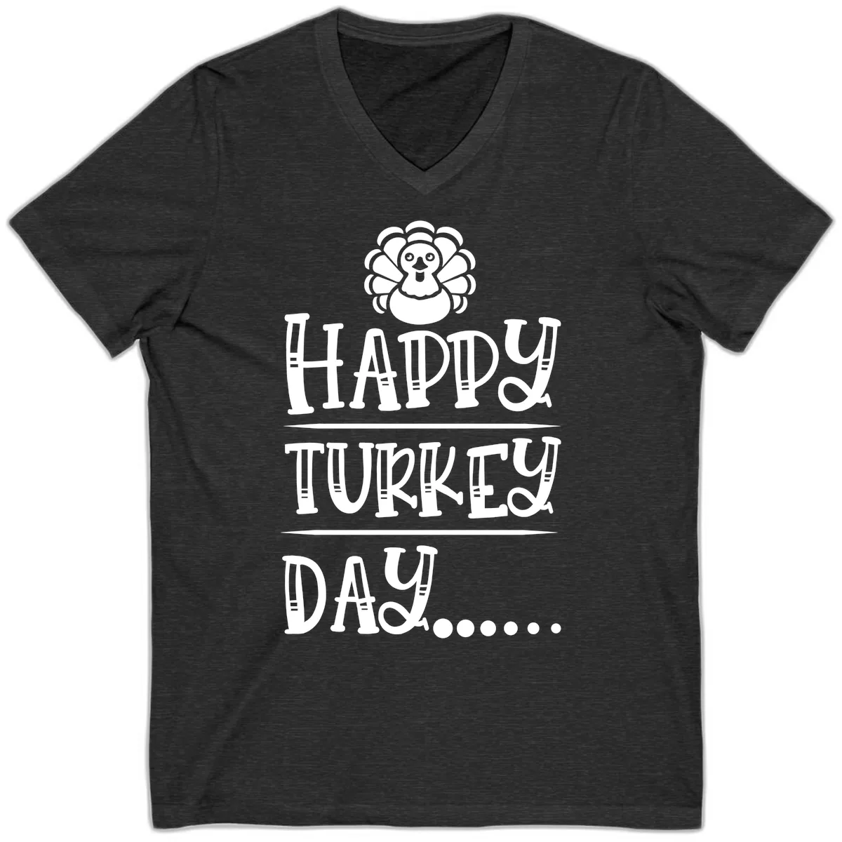Happy Turkey Day V-Neck in Dark Grey Heather