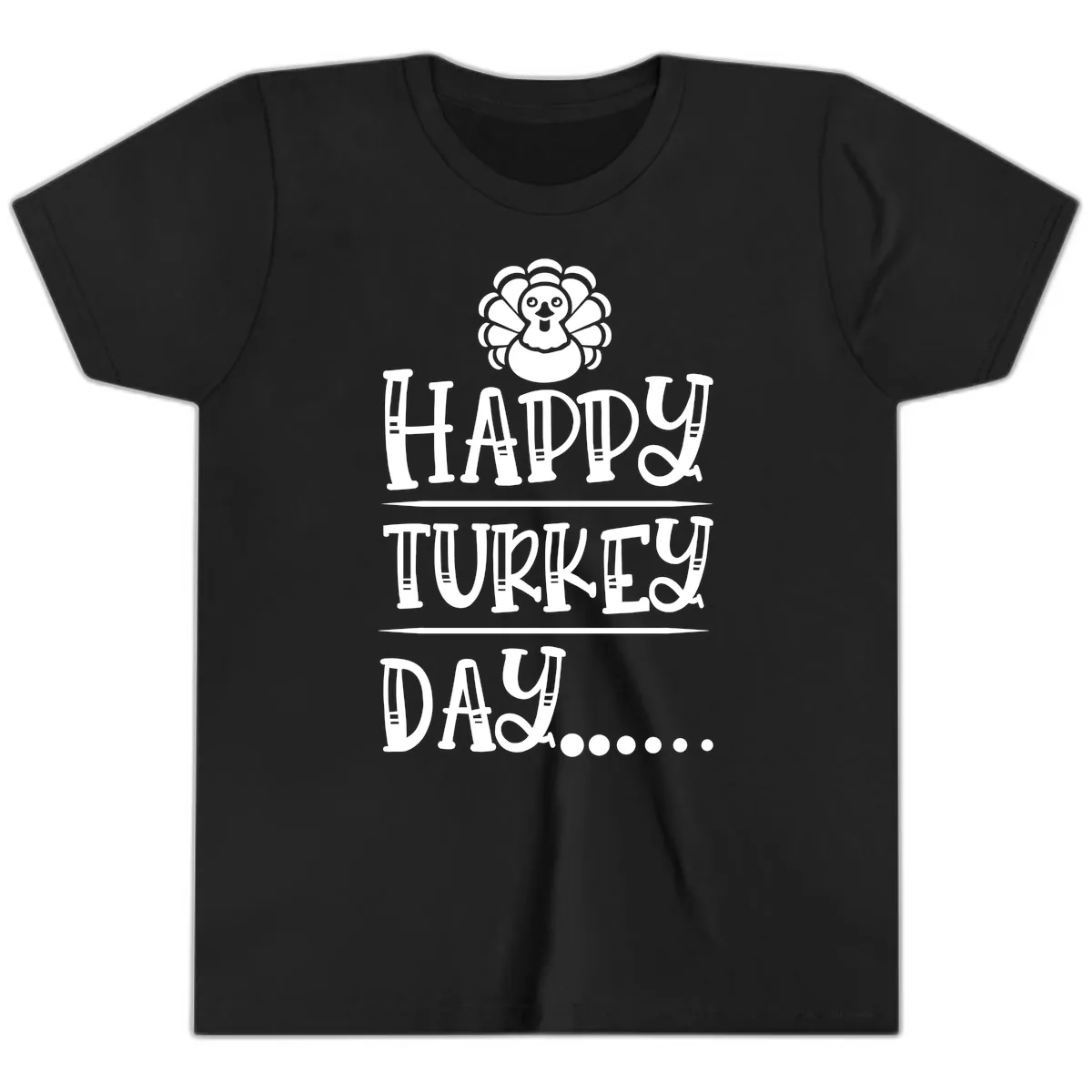 Happy Turkey Day Youth T-Shirt in Black